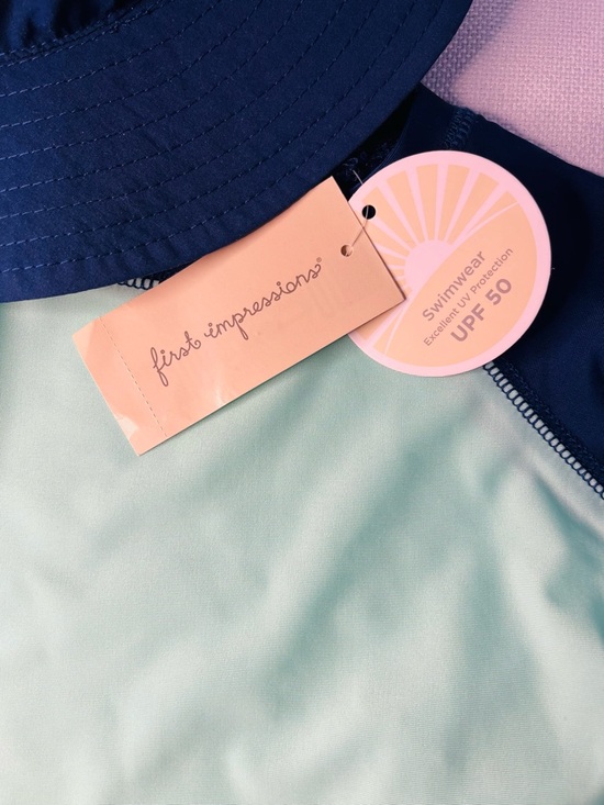 First Impressions Boys Navy and Mint Kids Swim Rashguard - 24 mos NWT - Picture 3 of 4